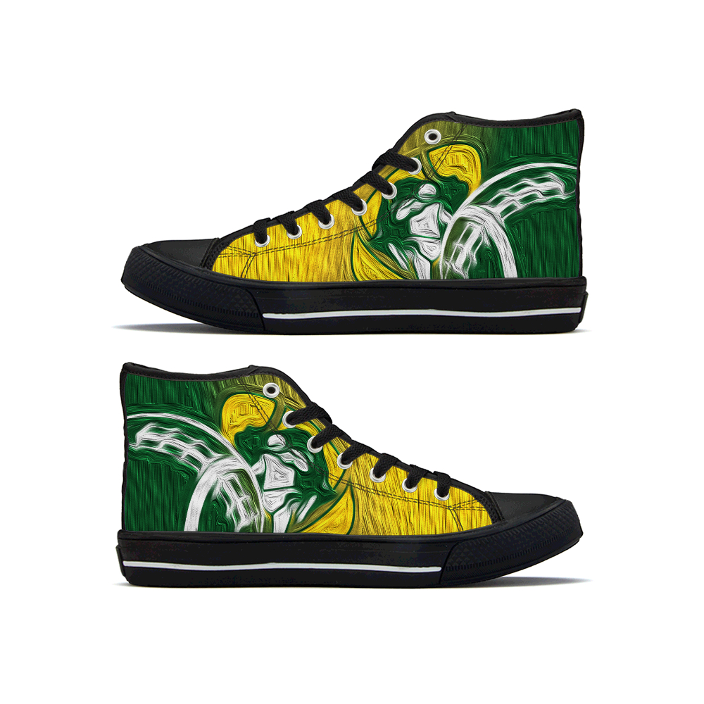 Women's Green Bay Packers High Top Canvas Sneakers 001 Women's Green Bay Packers High Top Canvas Sneakers 001